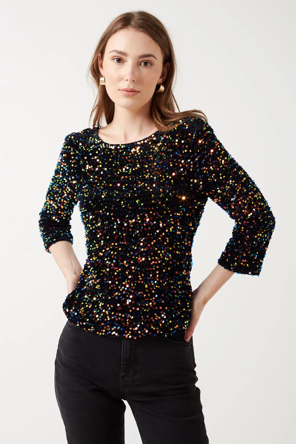 Marc Angelo Sequin U Back Top