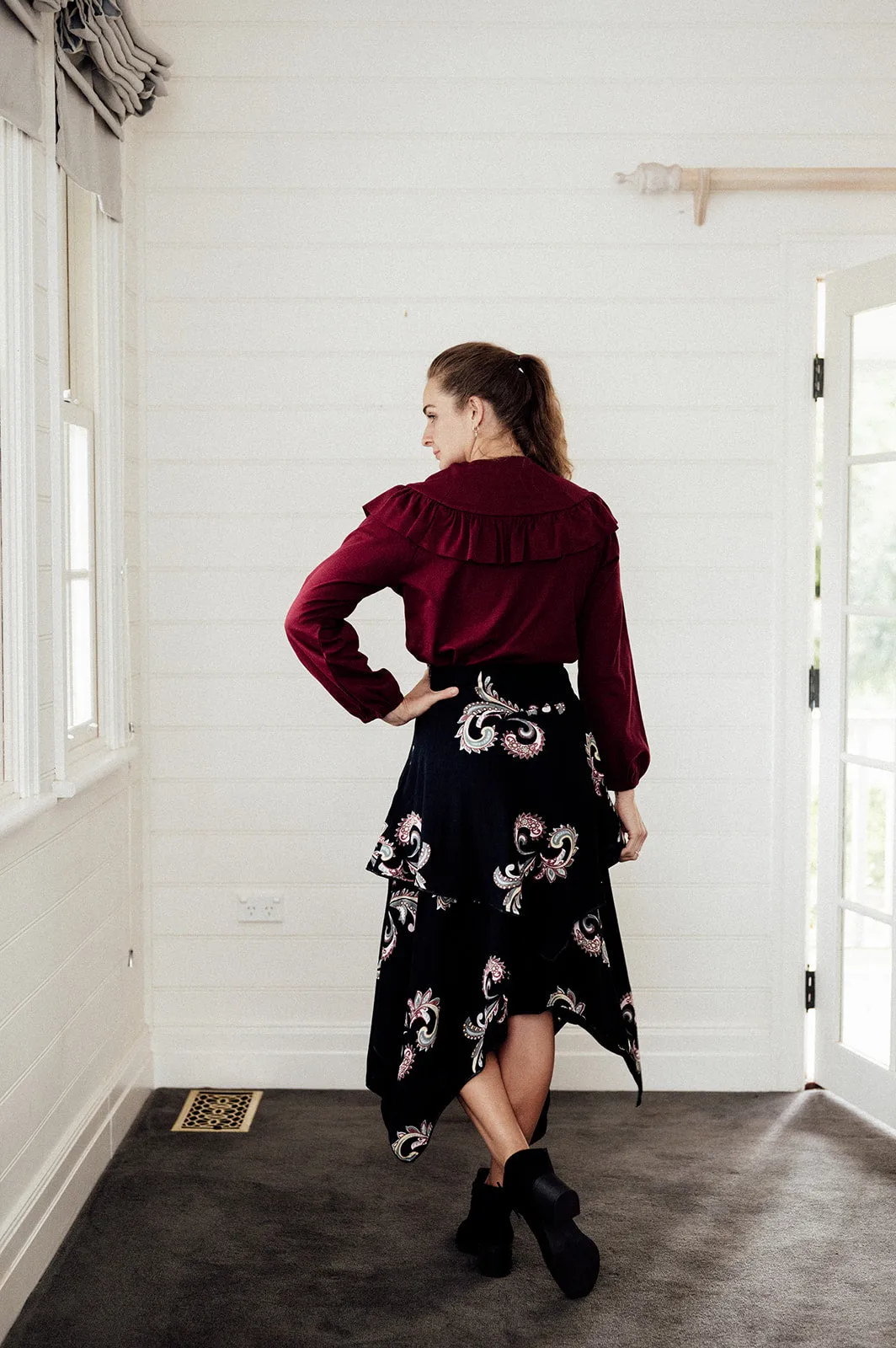 Mariah Skirt - Black Paisley