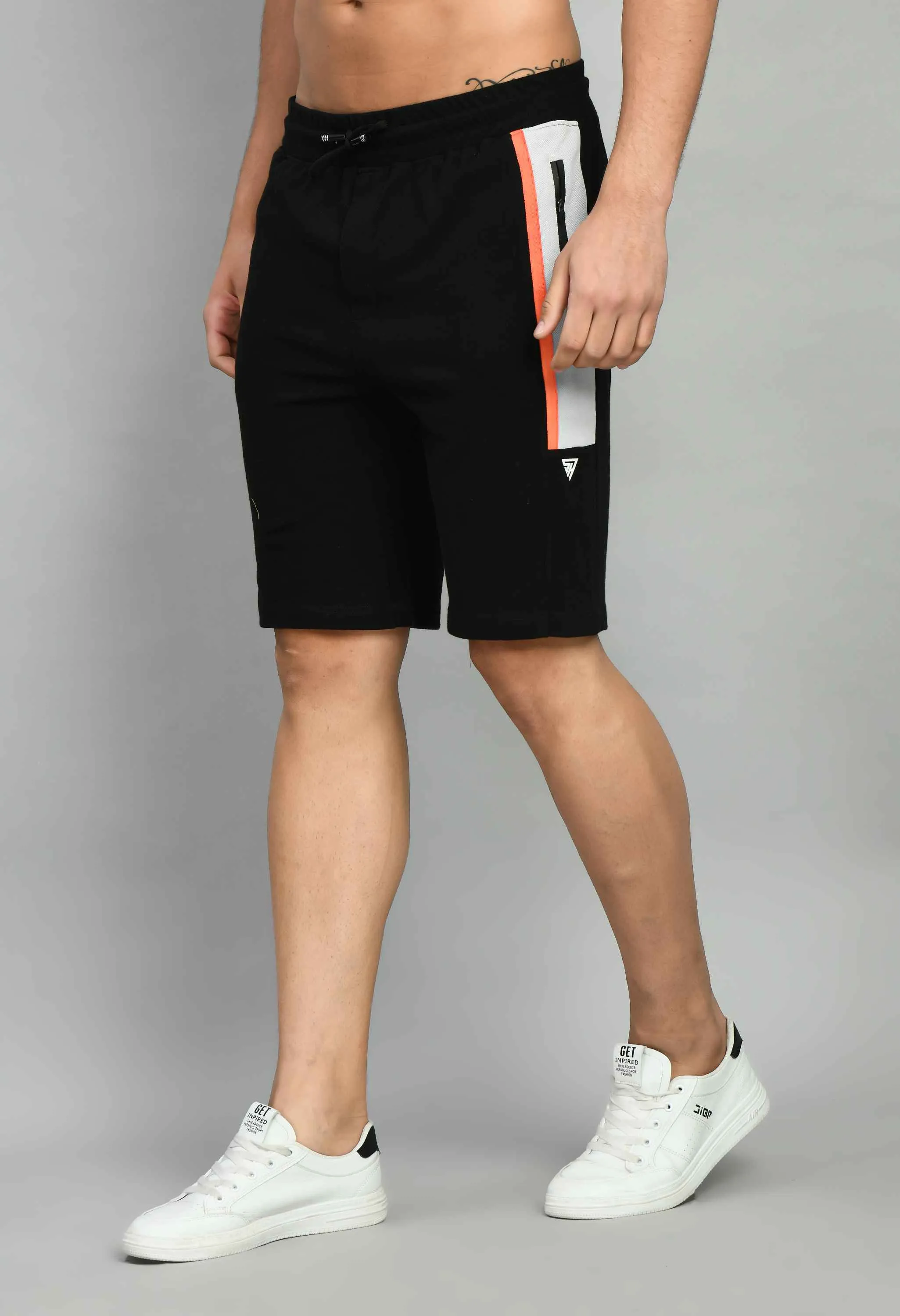 Men's Black Drawstring Waist Solid Short