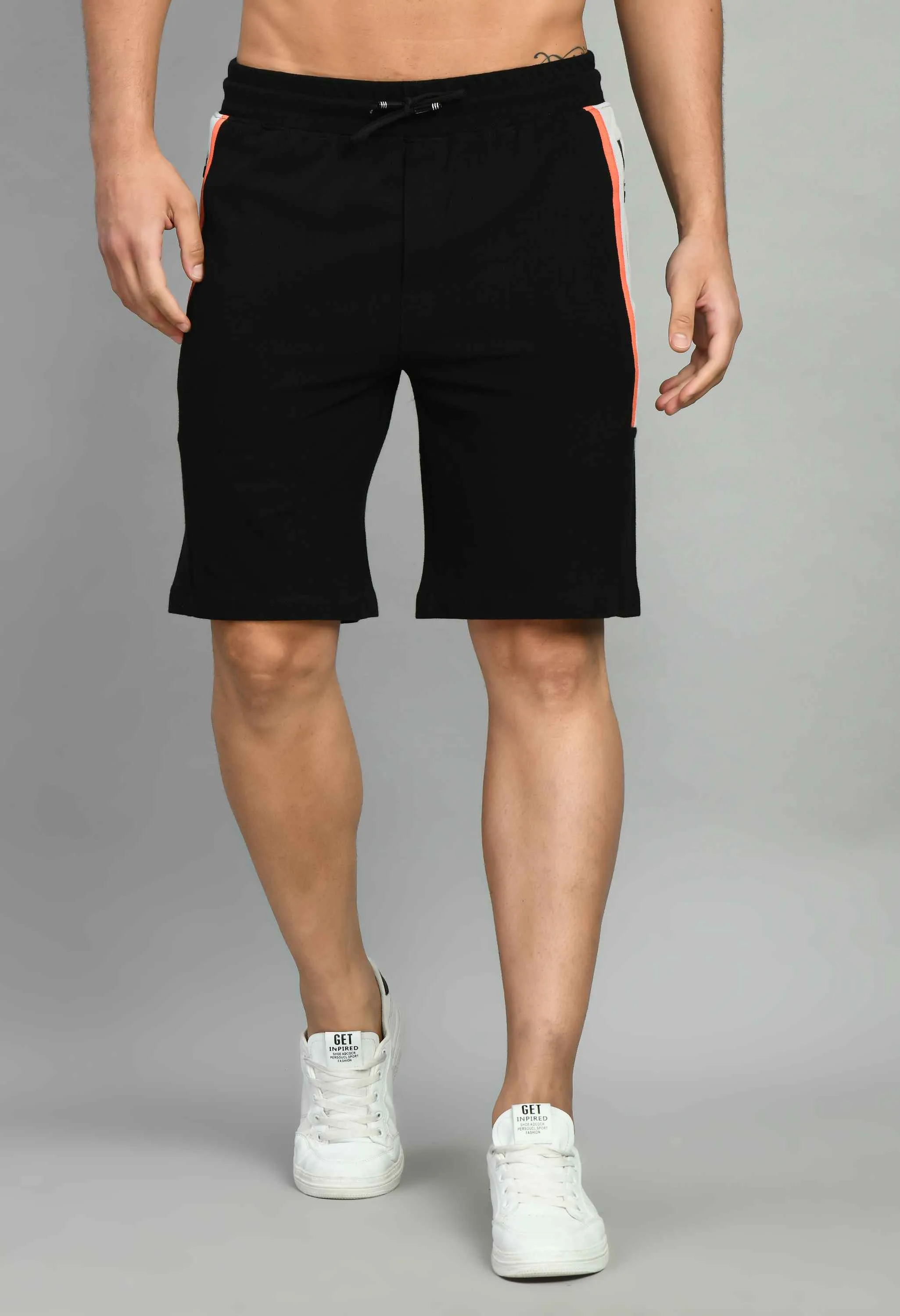 Men's Black Drawstring Waist Solid Short