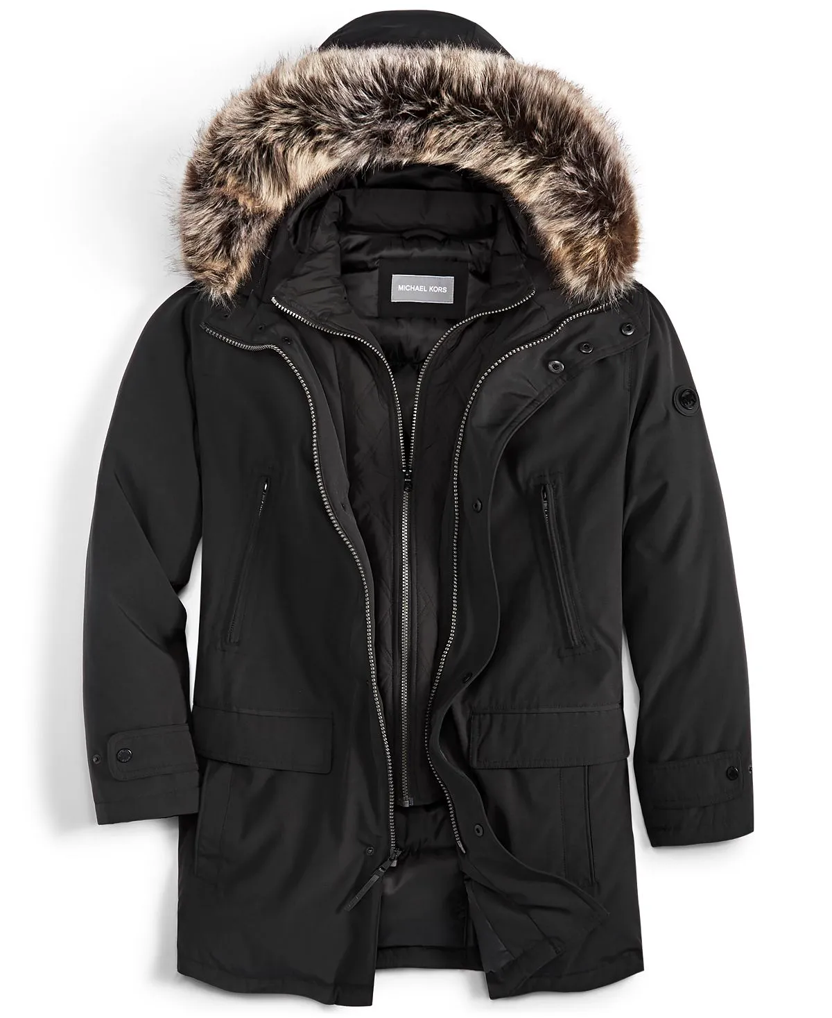 michael kors men's snorkel and bib parka with hood created for Macy's Michael Kors, black