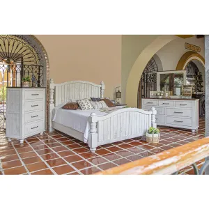 *NEW! Avalon Rustic Farmhouse 5 Piece Bedroom Set - White