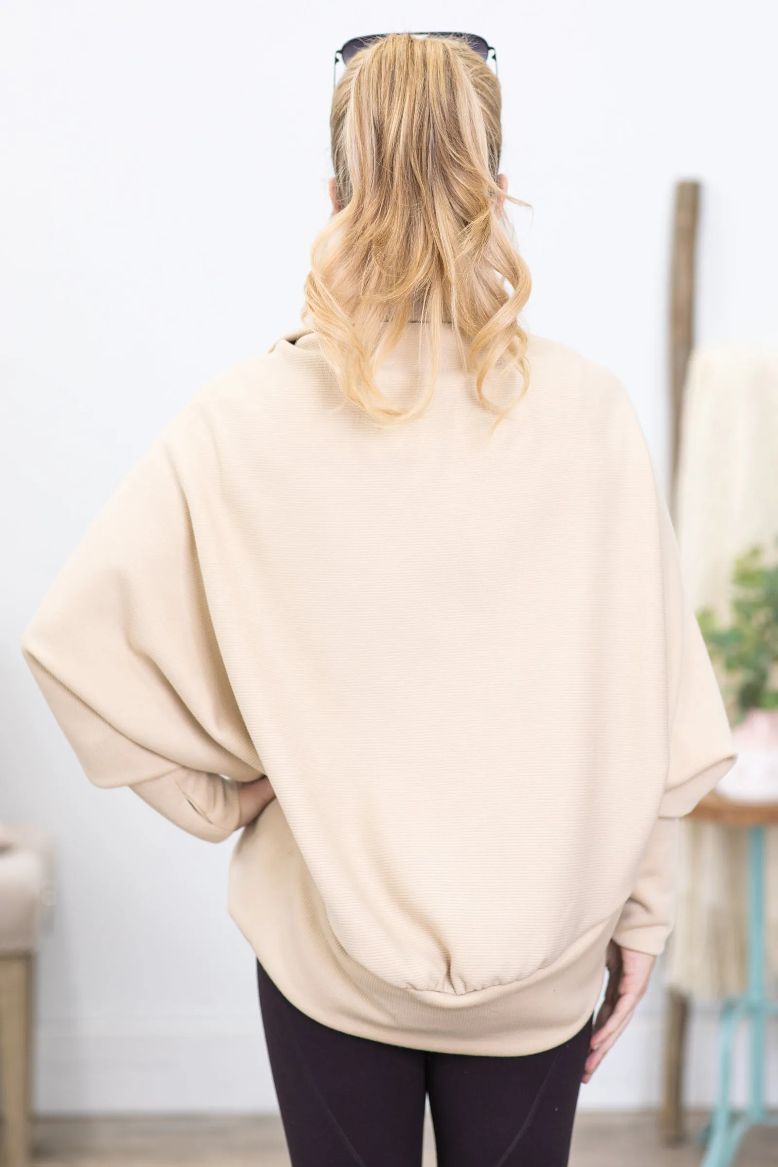 *OLD SKU*Beige Dolman Sleeve Cocoon Cardigan