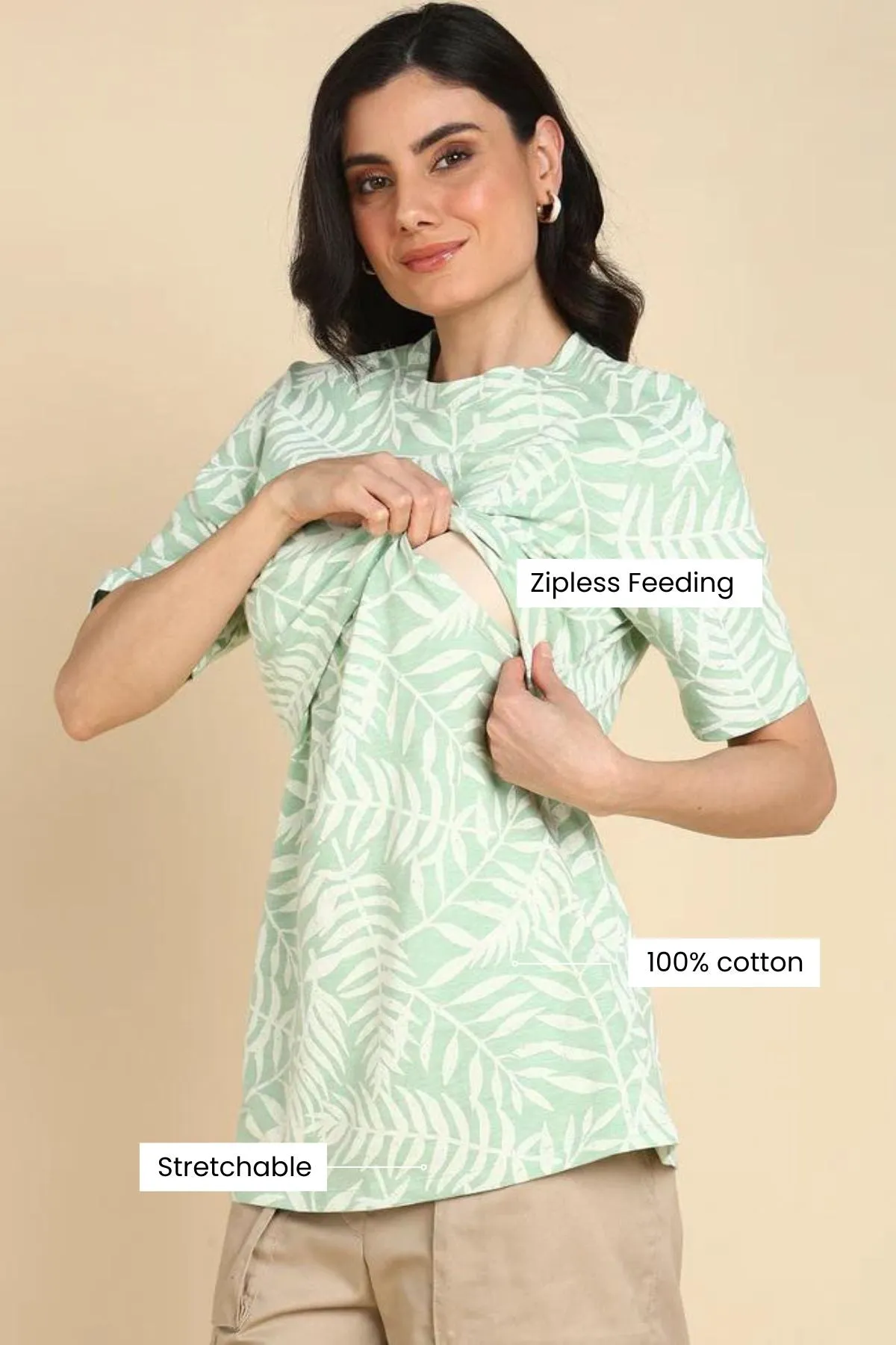 Paradise Green Zipless Maternity Feeding Top