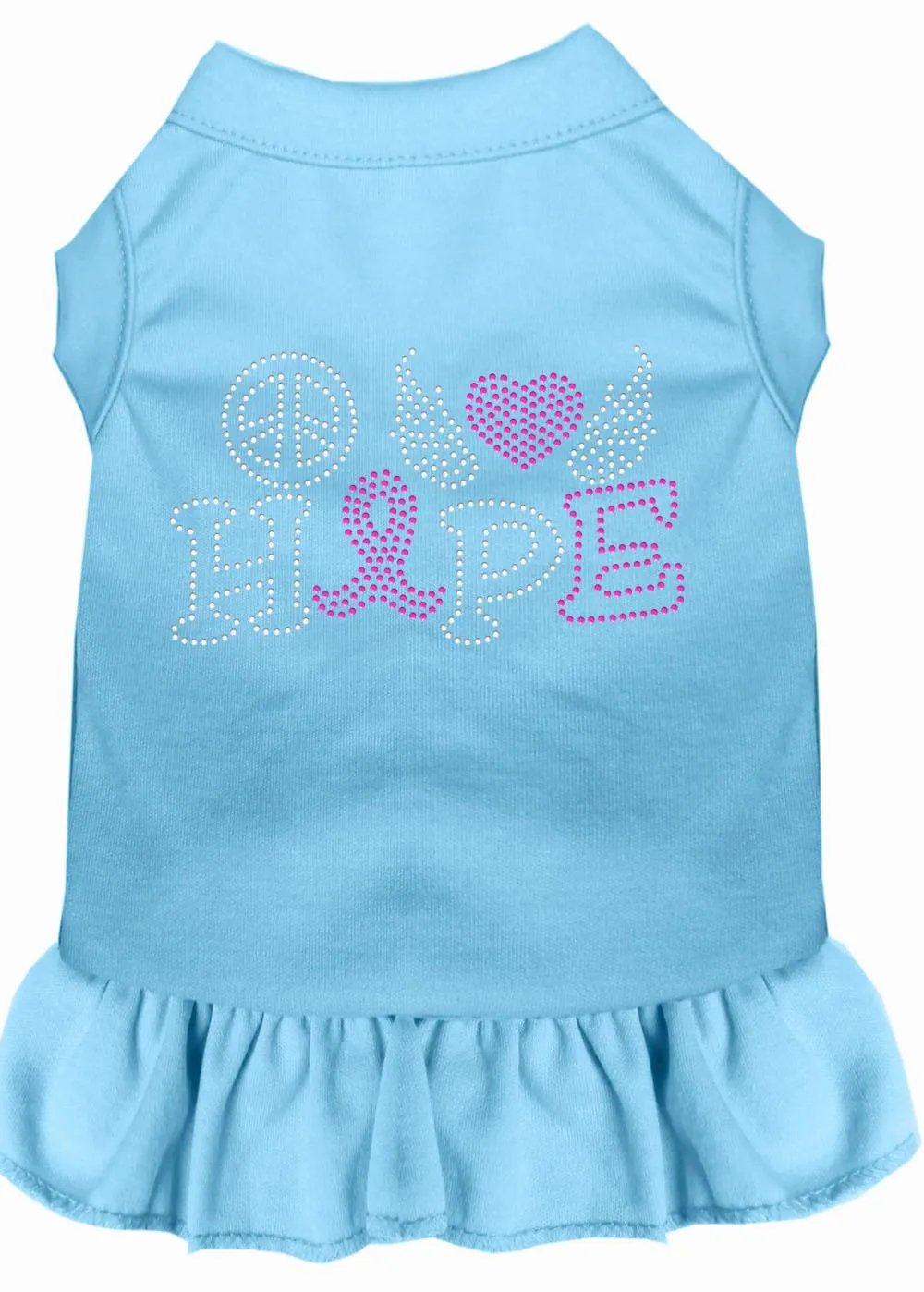 Peace Love Hope Breast Cancer Rhinestone Pet Dress Baby Blue Med (12)