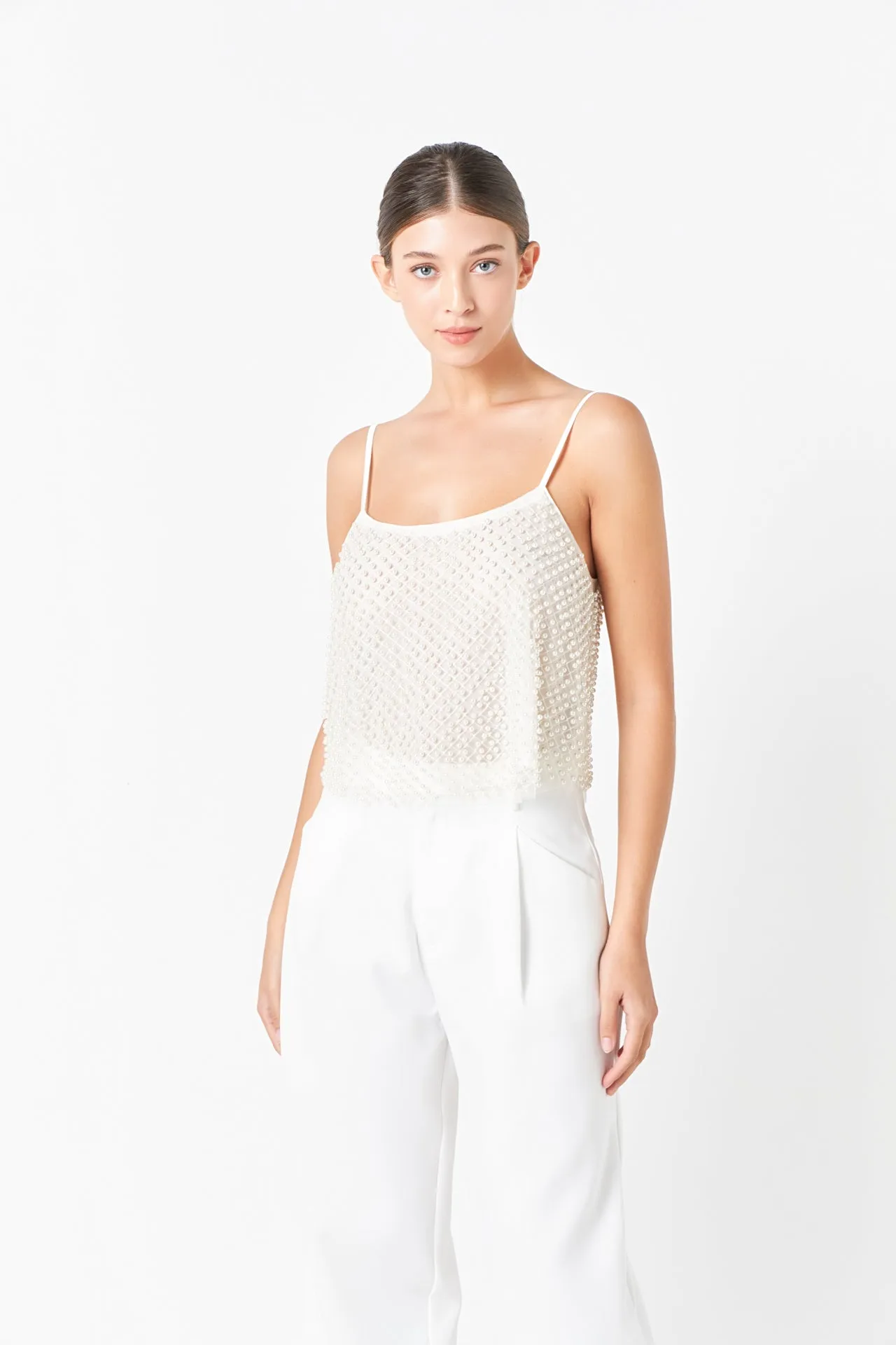 Pearl Embellished Cami Top