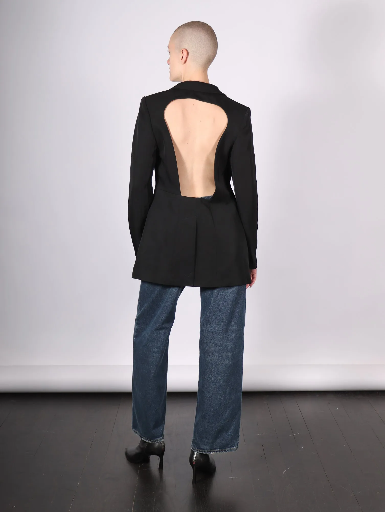 Polunochnik Open Back Jacket in Black by KM by Lange