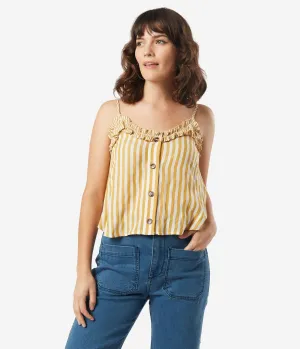 Retro Style Mustard & Ivory Stripe Summer Crop Top