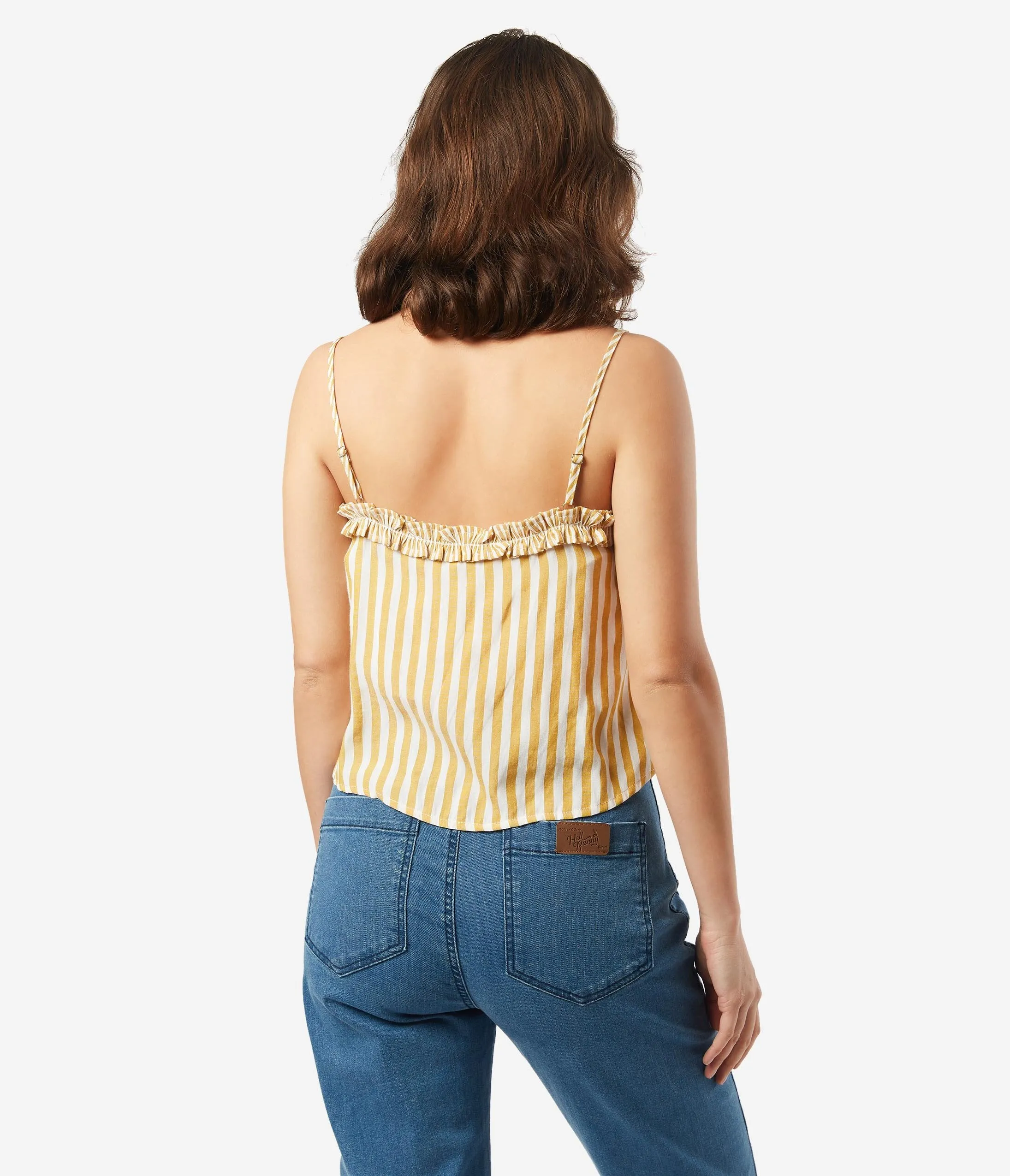 Retro Style Mustard & Ivory Stripe Summer Crop Top