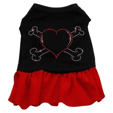 Rhinestone Heart and crossbones Dress Black with Red Lg (14)