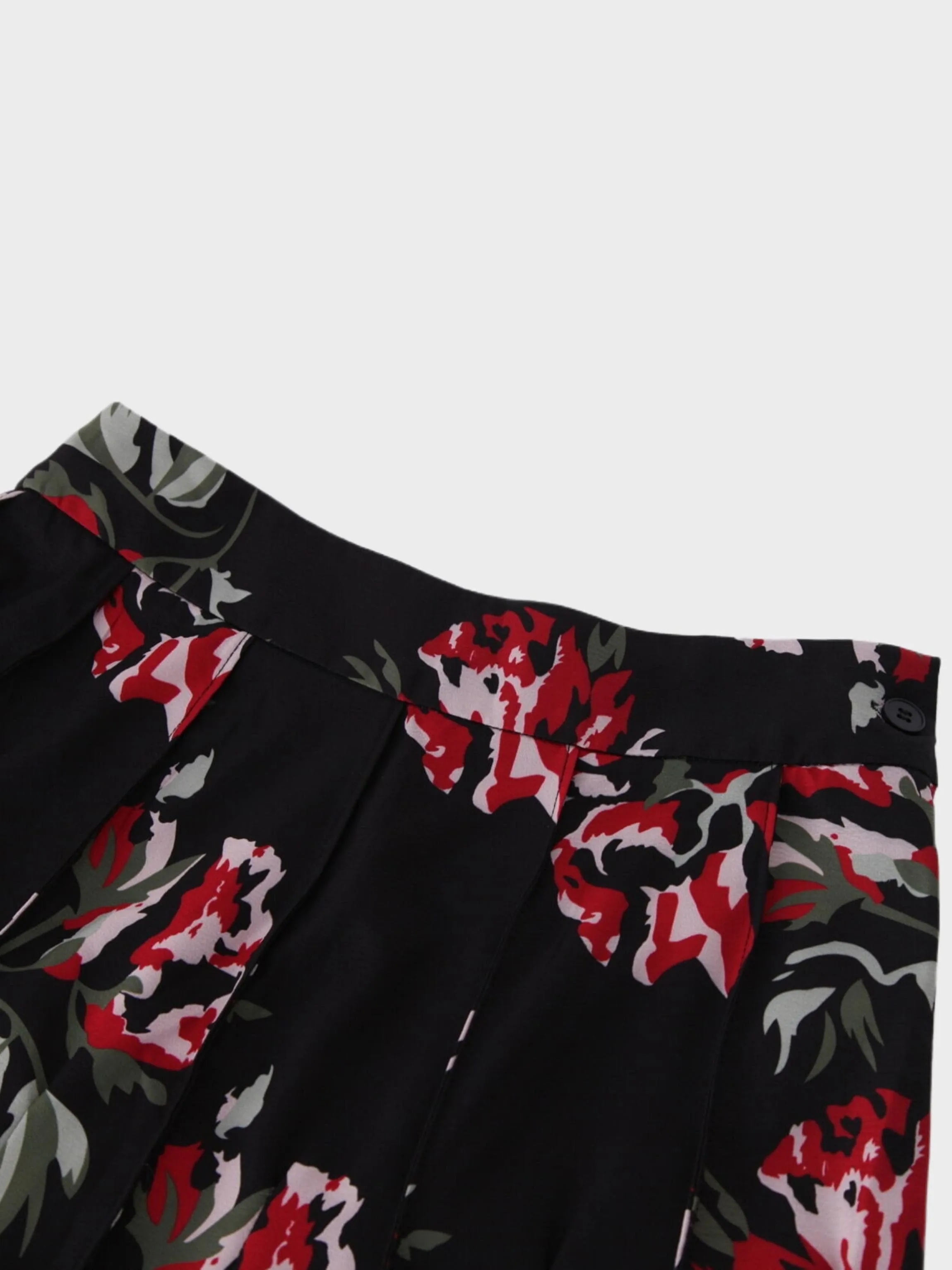 Seamed Pleated Skirt-Dozens of Roses