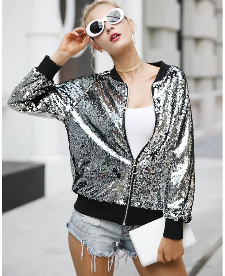 Sequin Bomber Jacket