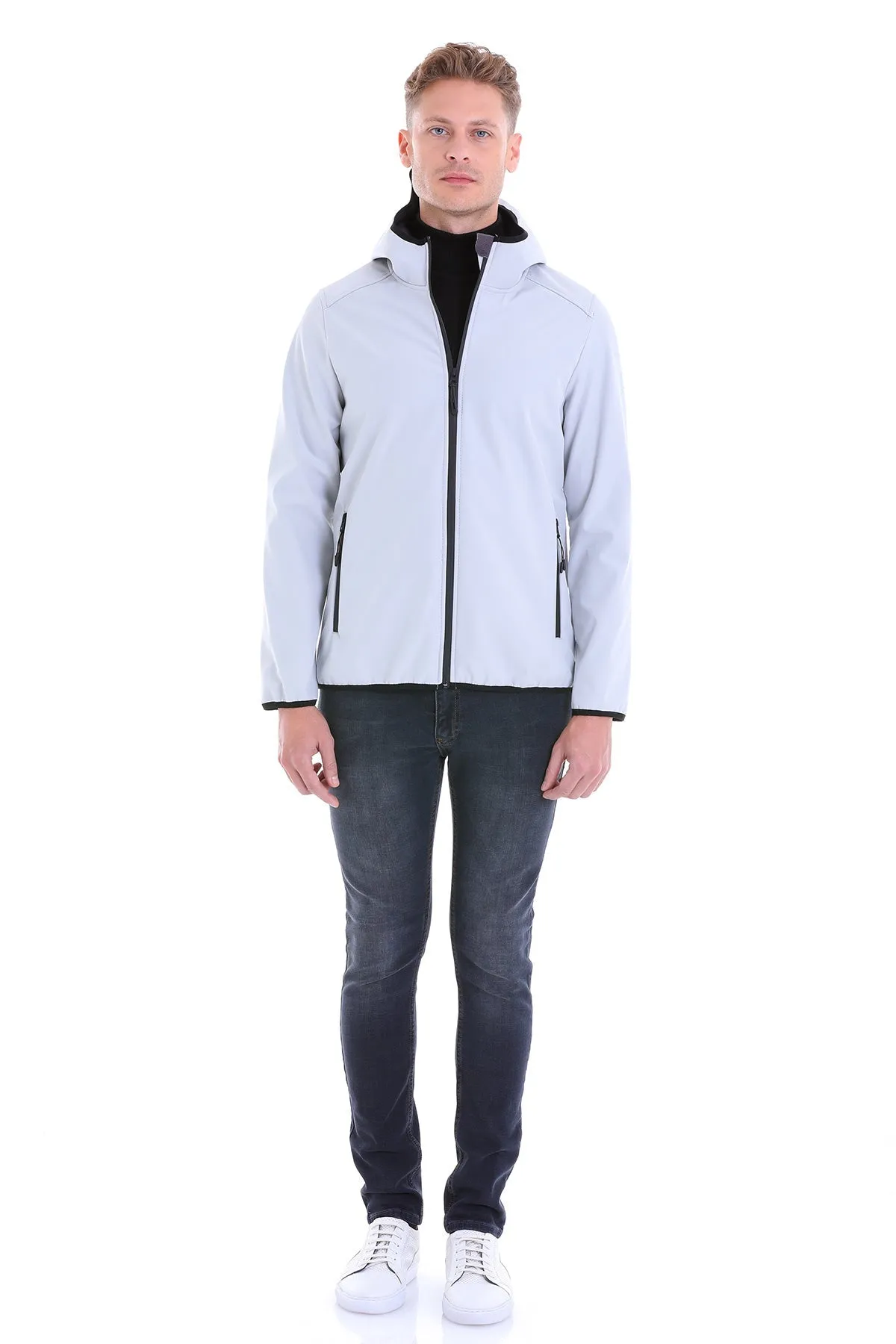 Slim Fit Fleece Apollo Stone Hooded Coat