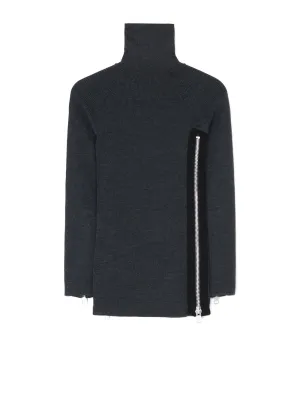 SOFT WOOL TURTLENECK PULLOVER WITH FASTENER