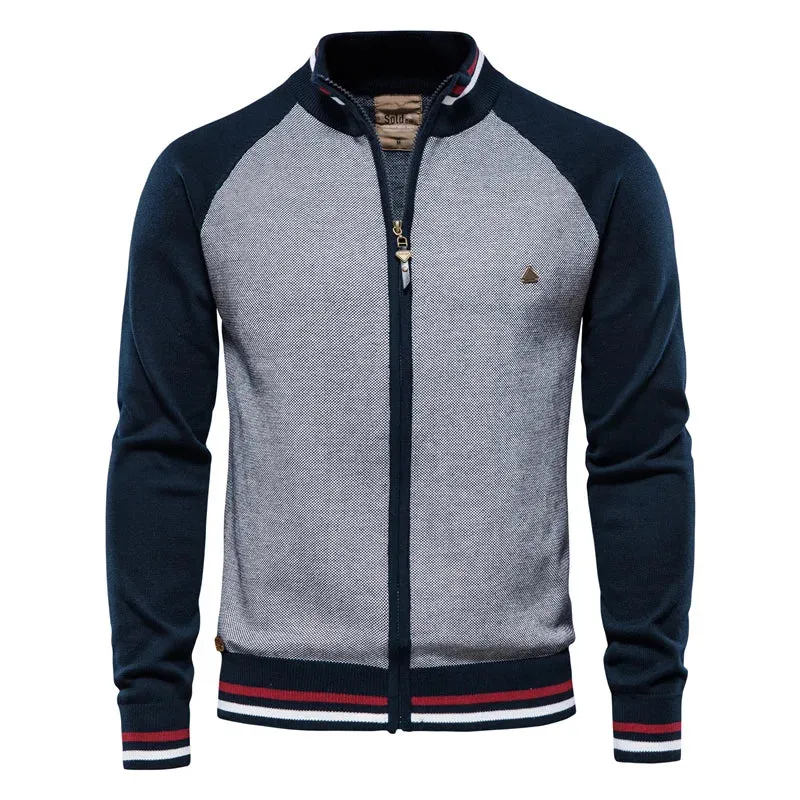 Spliced Cardigan Men Streetwear Casual High Quality Cotton Sweater Men Winter Fashion Brand Cardigans for Men