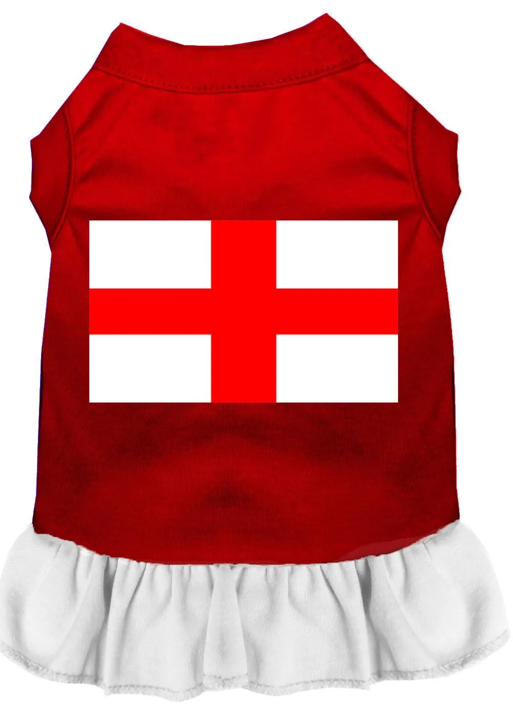 St. Georges Cross Screen Print Dress Red With White Xs (8)