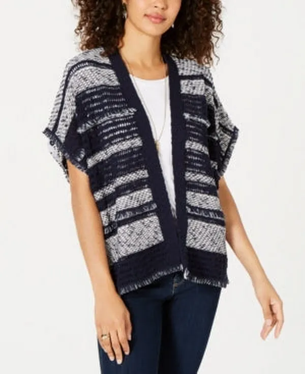 Style & Co Women's Mixed-Knit Fringe-Trim Cardigan, Size Small