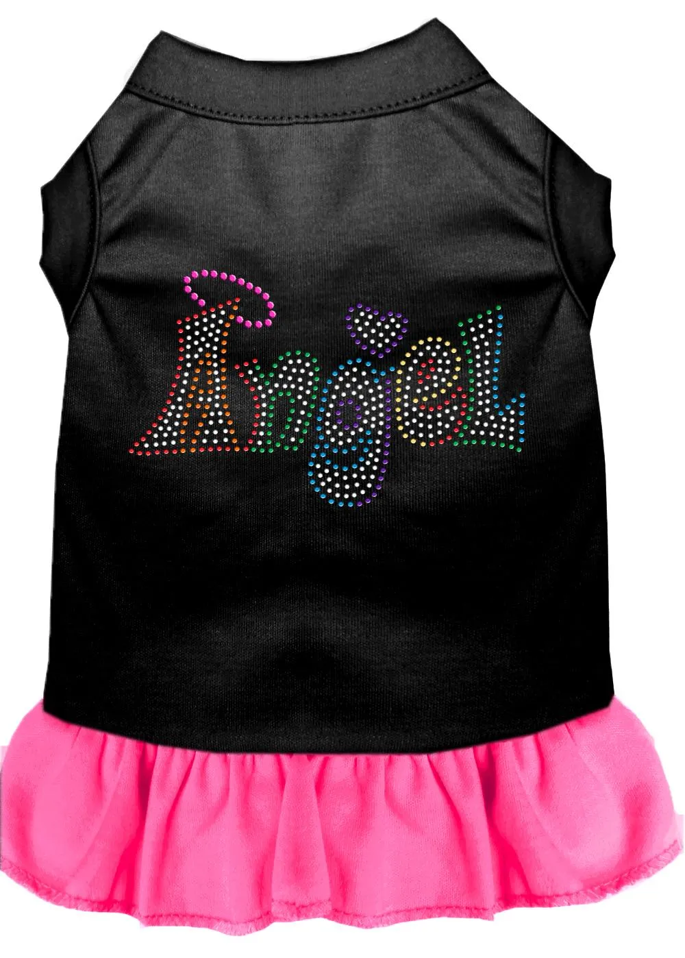 Technicolor Angel Rhinestone Pet Dress Black With Bright Pink Xxl (18)