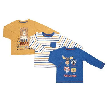 Toddler Long-Sleeved Tops - Pack Of 3 (Ochre)