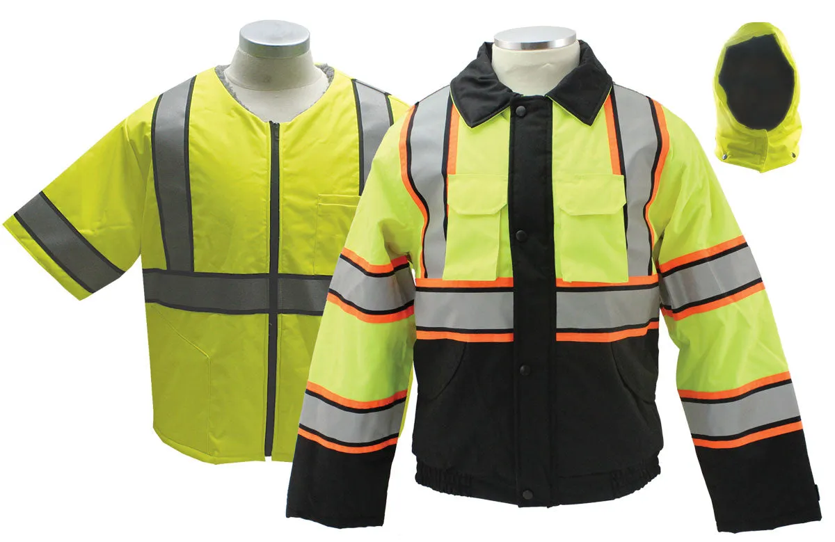 Tri Color Reflective Jacket and Vest Combo