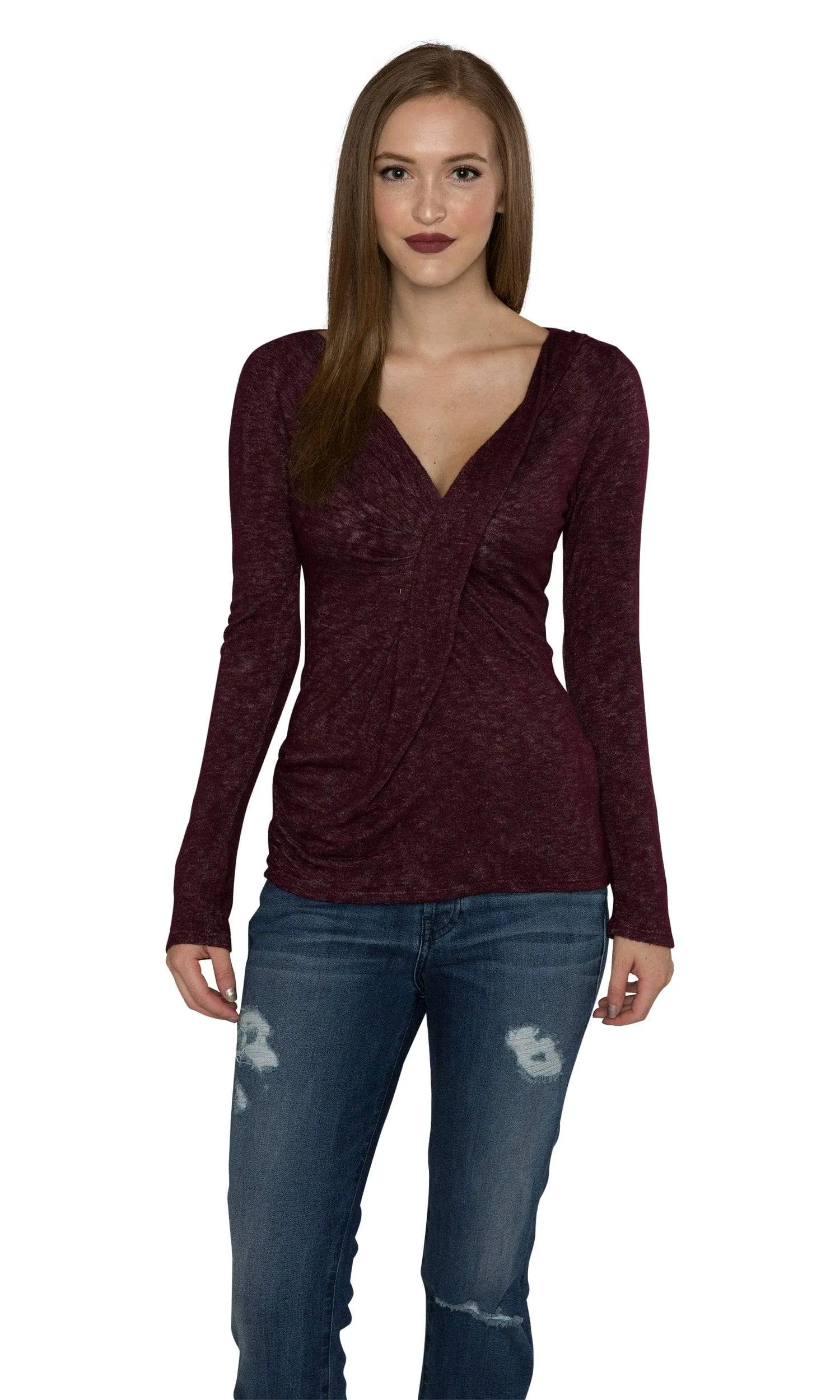 Velvet by Graham & Spencer Cady Textured V Neck Drape Top