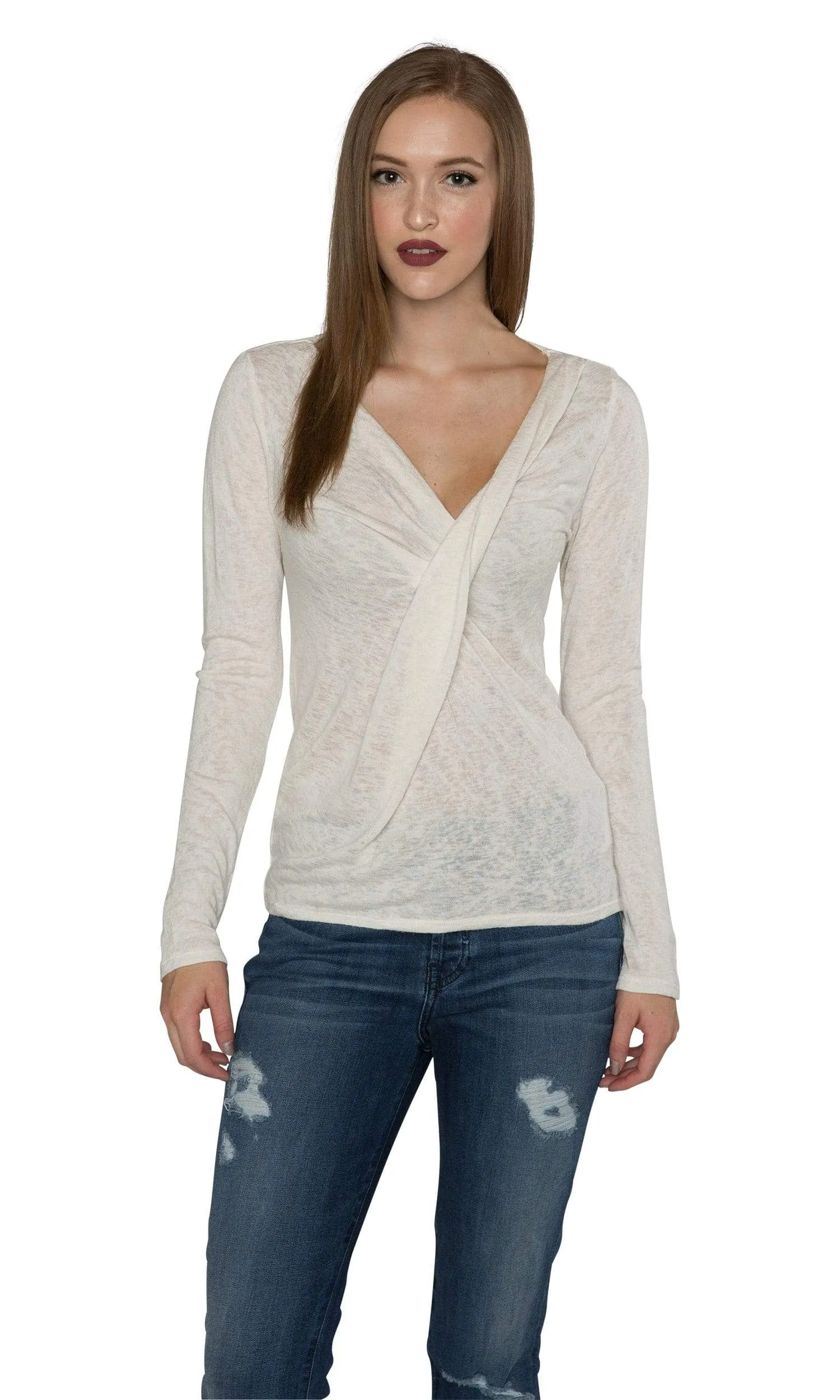 Velvet by Graham & Spencer Cady Textured V Neck Drape Top