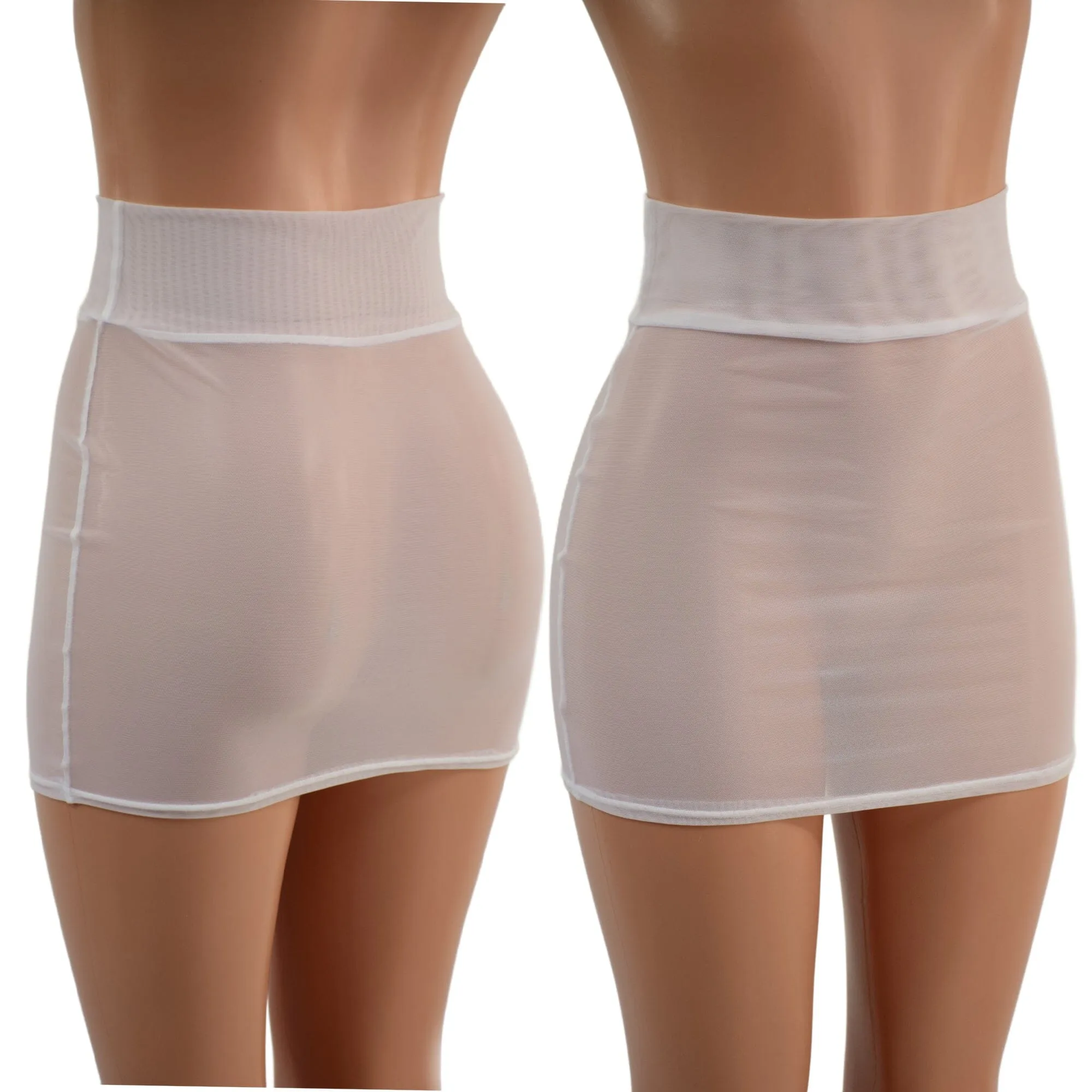 White Mesh Bodycon Skirt